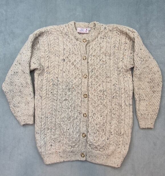 Highland Home Industries Sweaters - Vintage Highland Home Industries Scotland Wool Fisherman Cardigan Aran Knit M